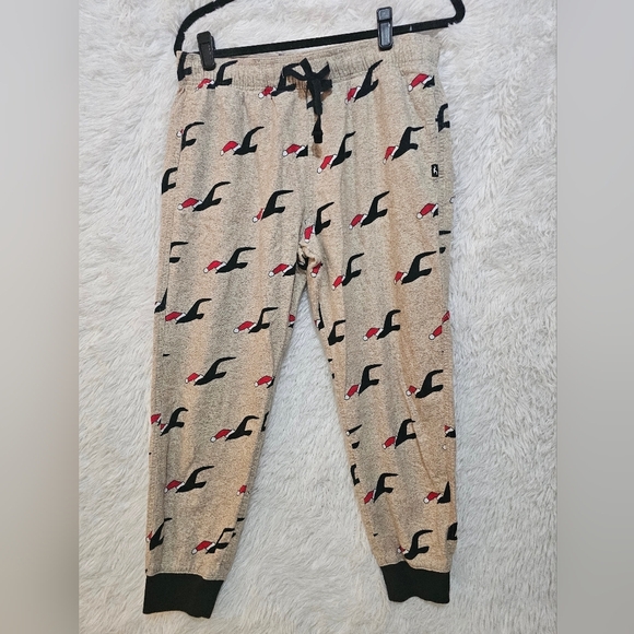 Hollister Other - Hollister Mens  Beige Christmas Joggers with Black and Red Print  Mens Size M